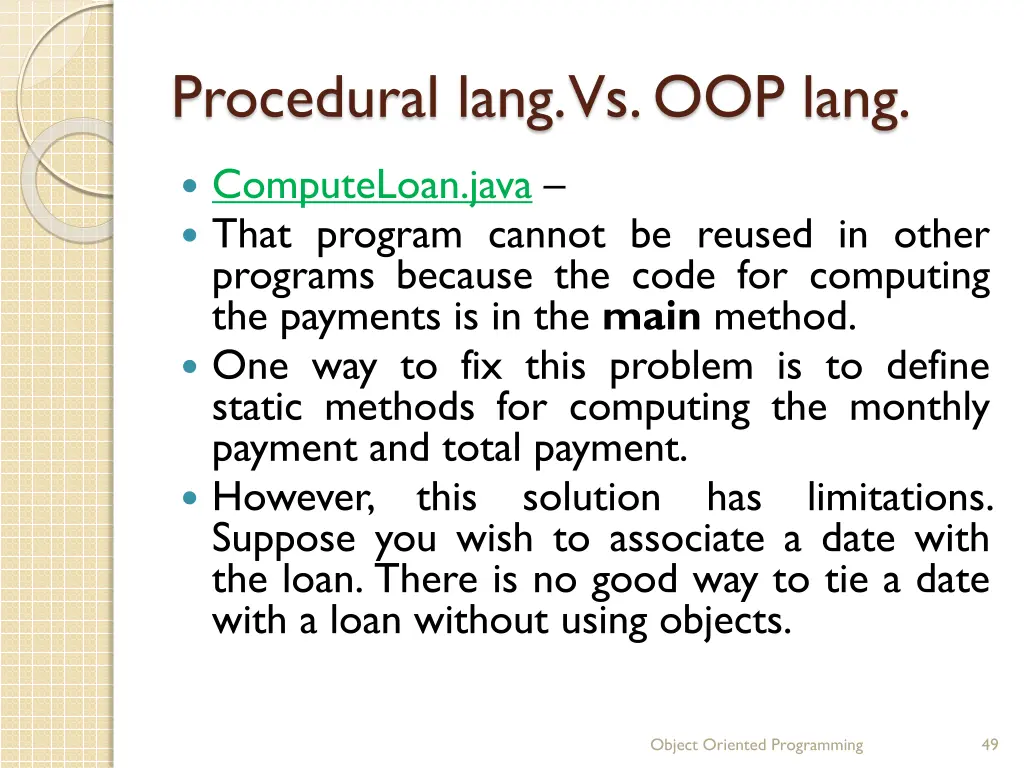 procedural lang vs oop lang