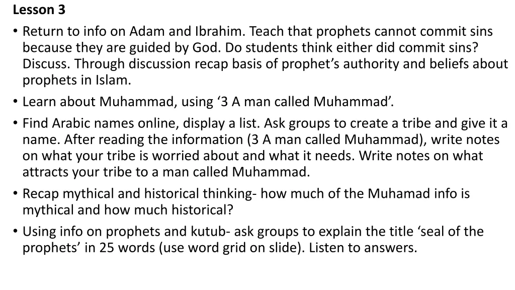 lesson 3 return to info on adam and ibrahim teach