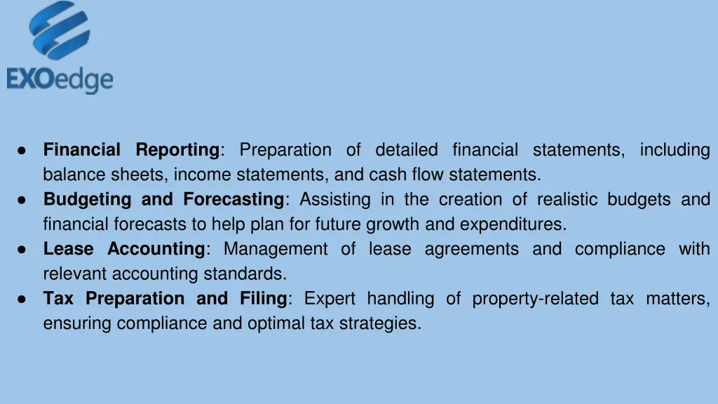 financial reporting preparation of detailed