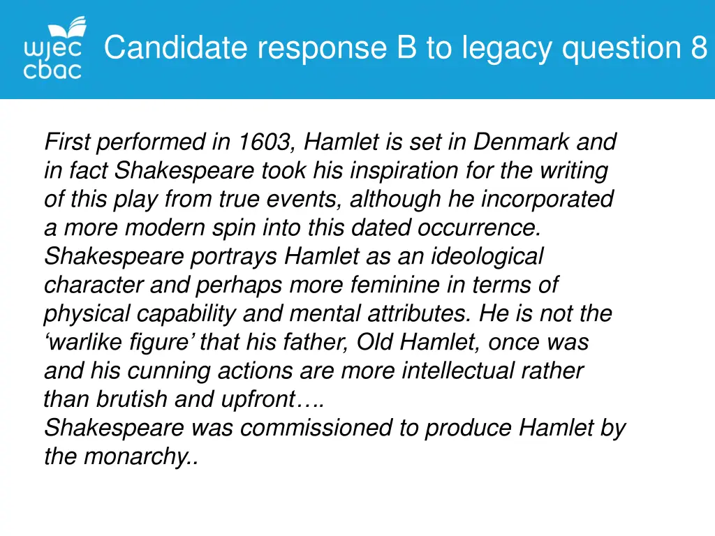 candidate response b to legacy question 8