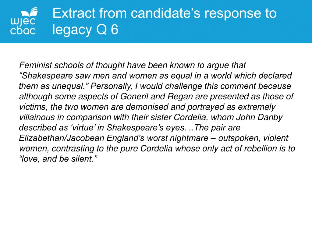 extract from candidate s response to legacy q 6