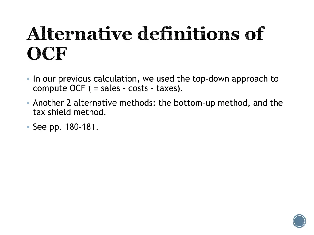 alternative definitions of ocf