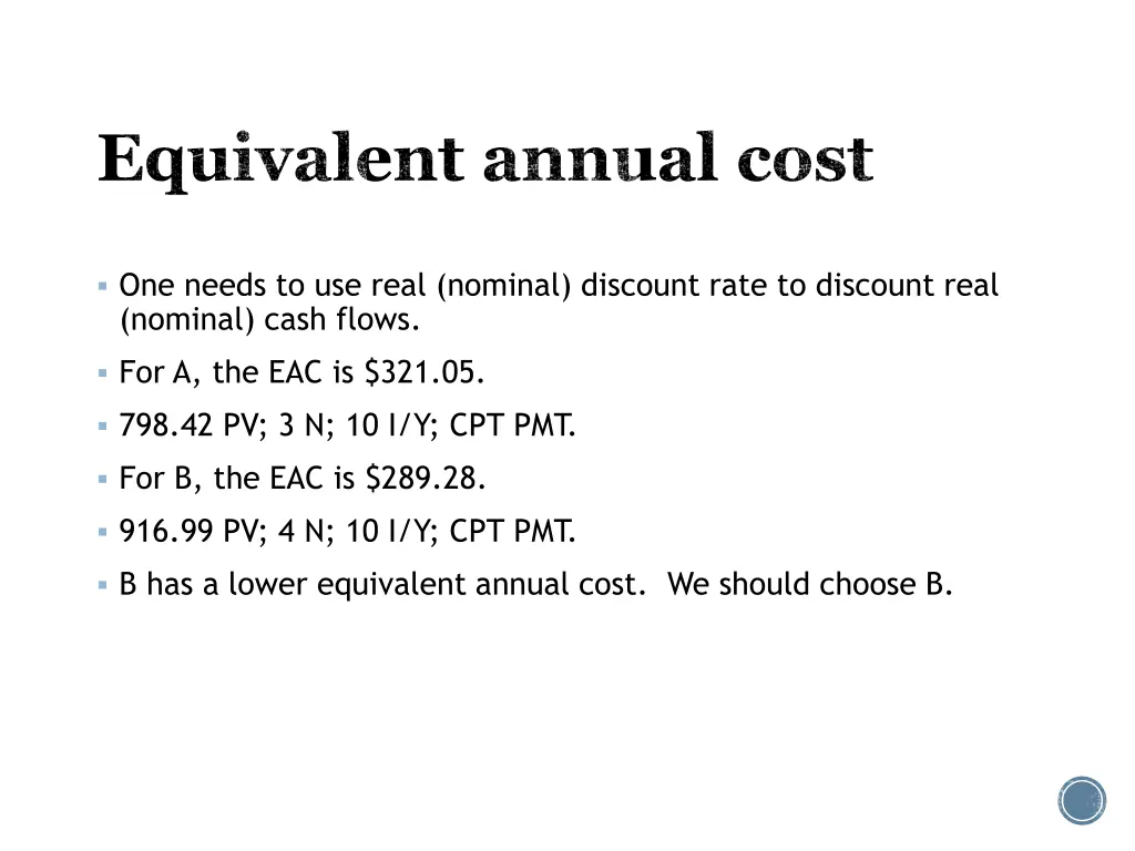 equivalent annual cost