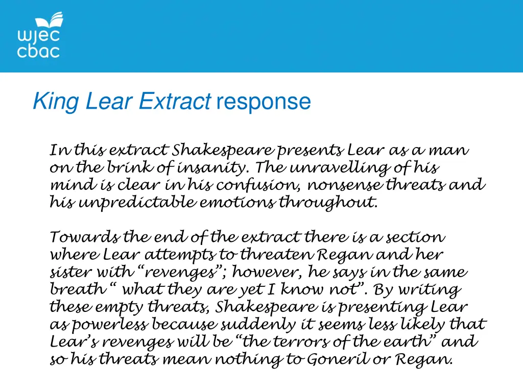 king lear extract response