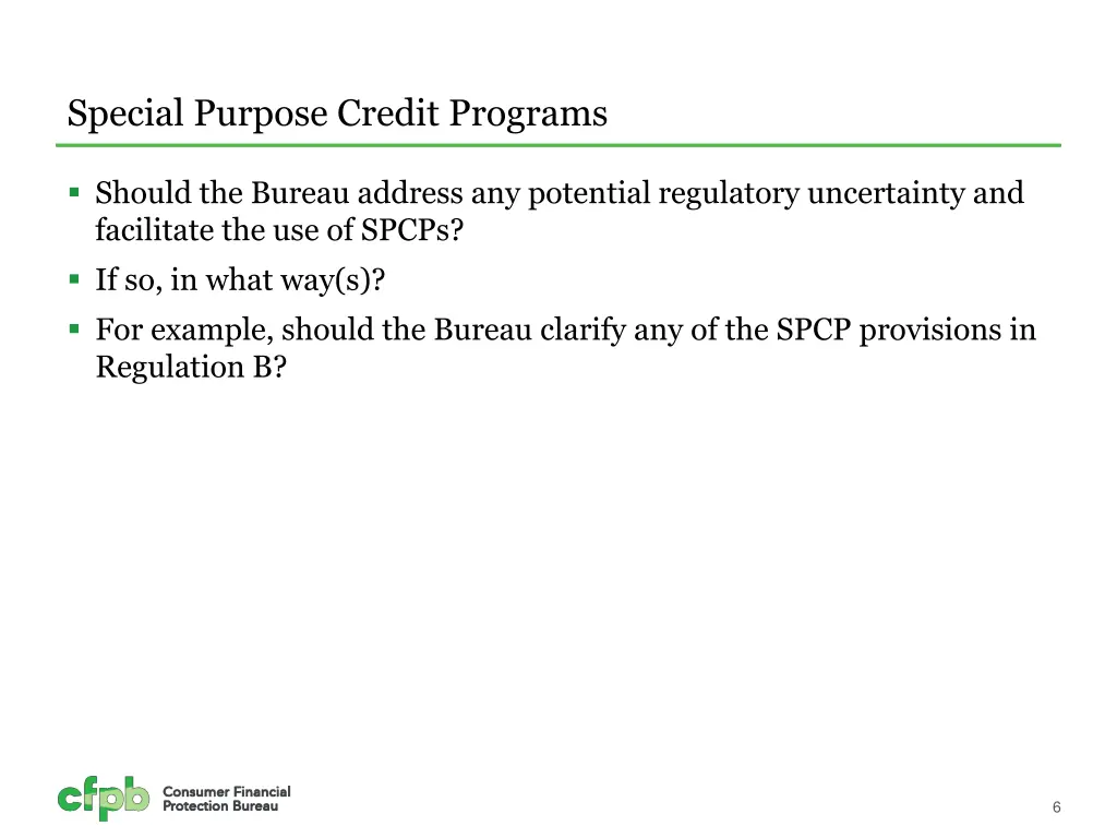 special purpose credit programs