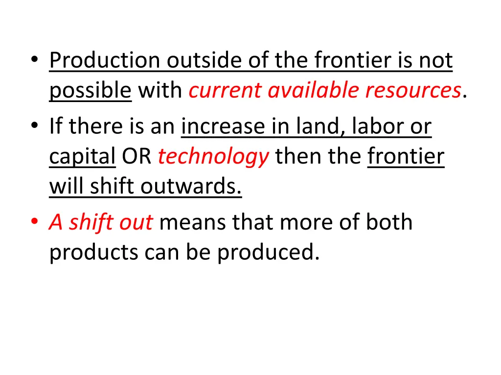 production outside of the frontier