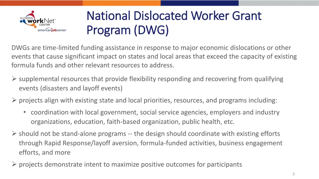 national dislocated worker grant national