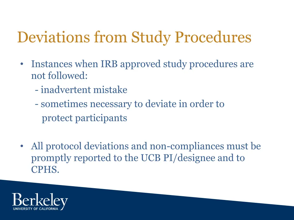 deviations from study procedures