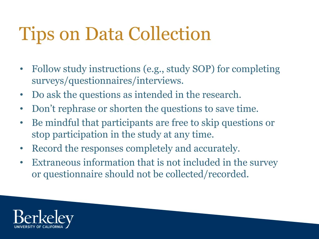 tips on data collection