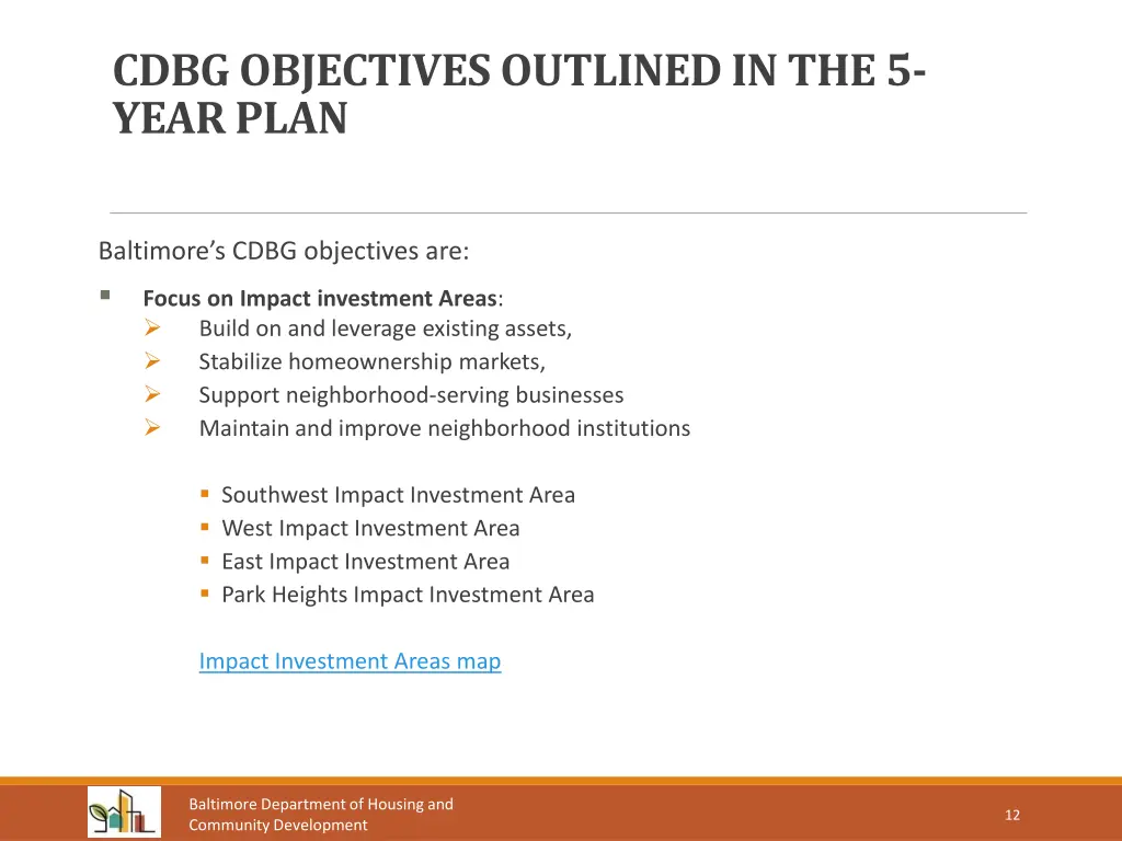 cdbg objectives outlined in the 5 year plan