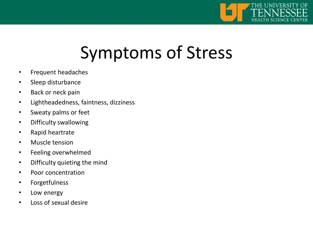 symptoms of stress