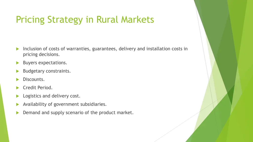 pricing strategy in rural markets