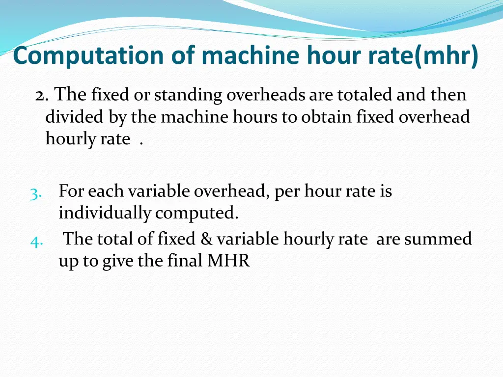 computation of machine hour rate mhr