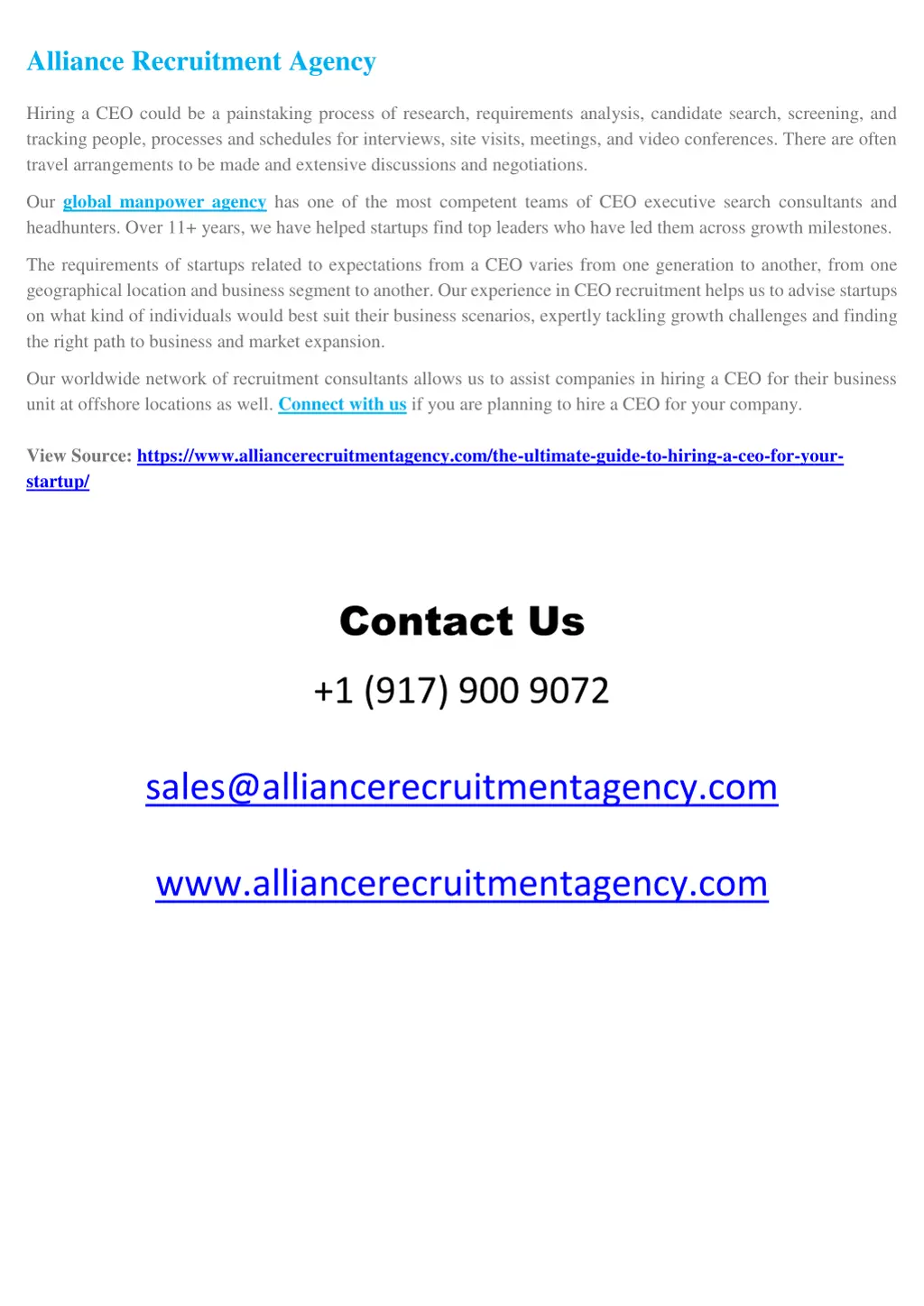 alliance recruitment agency