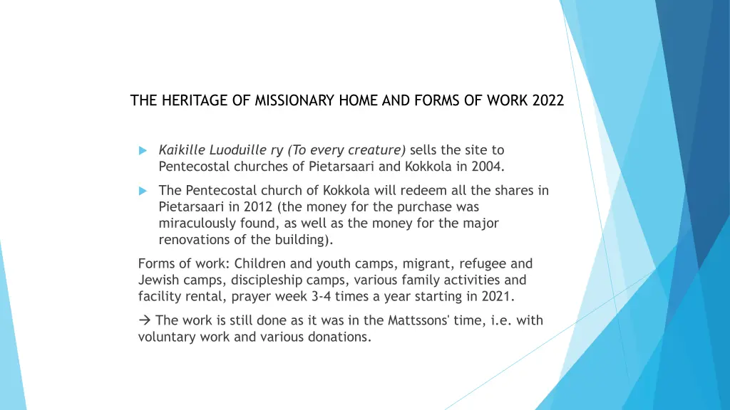 the heritage of missionary home and forms of work