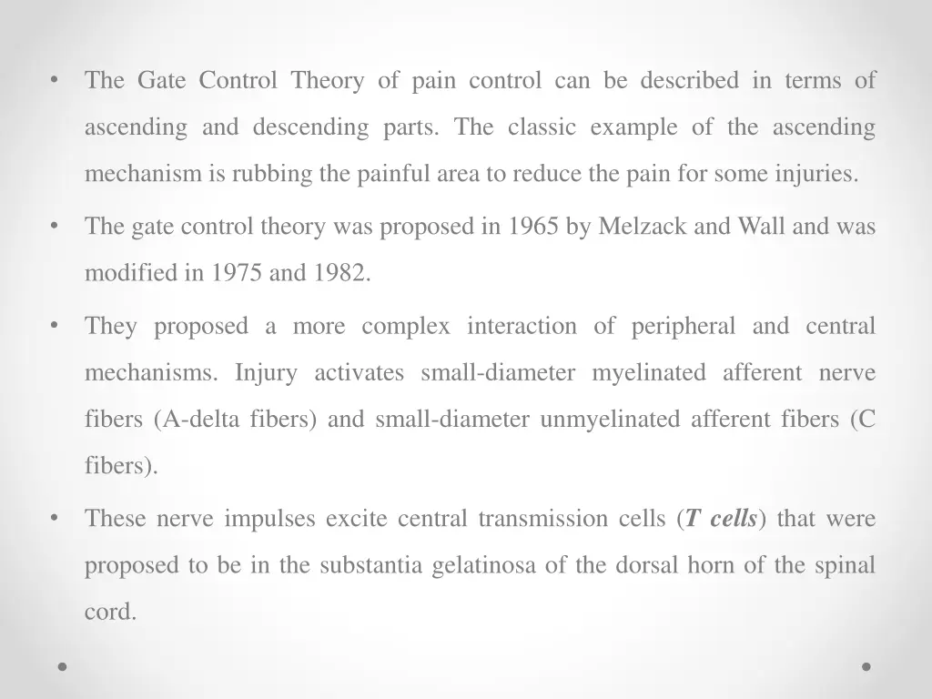 the gate control theory of pain control