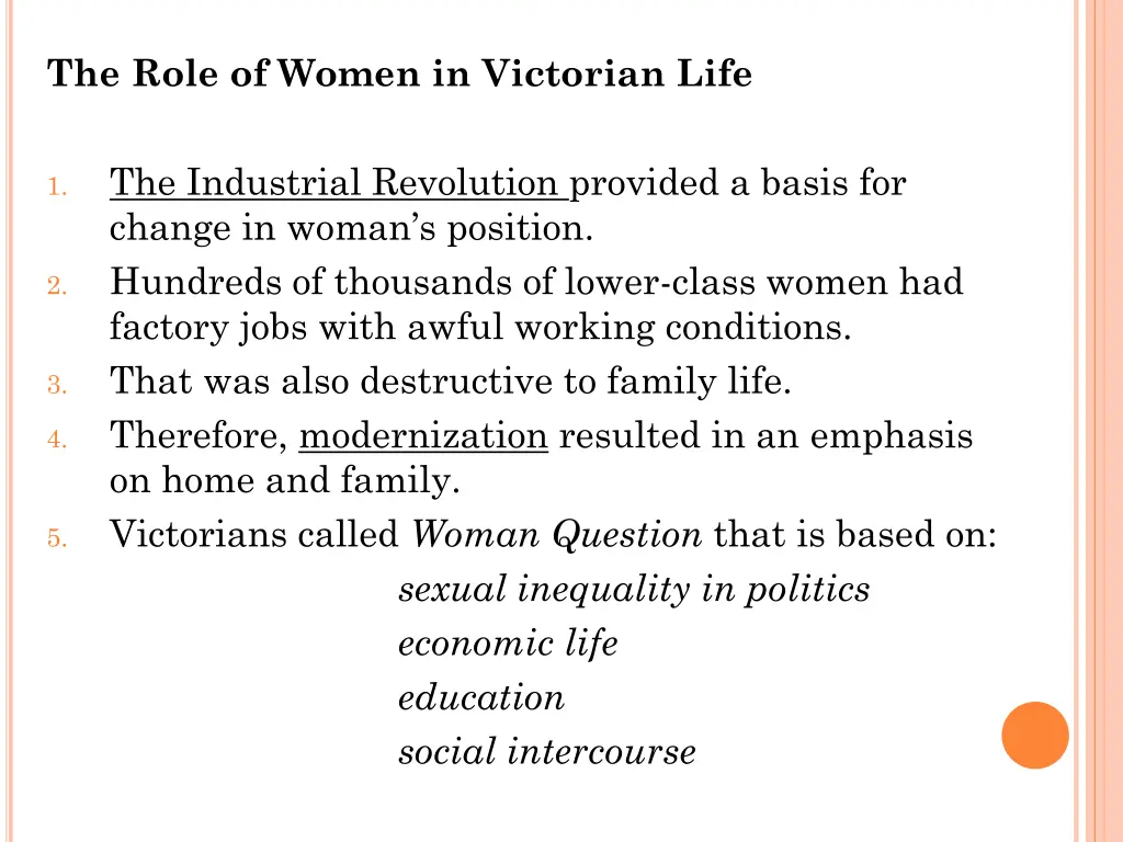 the role of women in victorian life