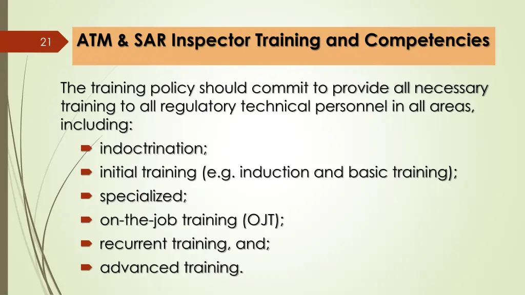 atm sar inspector training and competencies 2