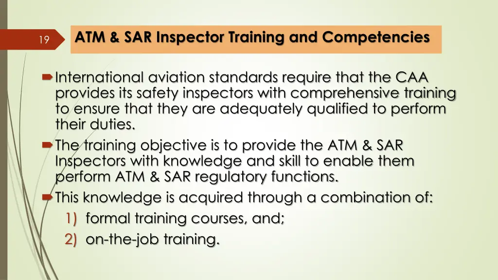 atm sar inspector training and competencies