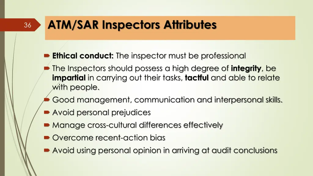 atm sar inspectors attributes