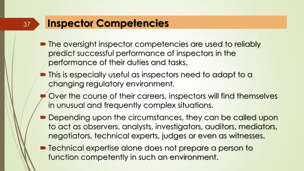 inspector competencies