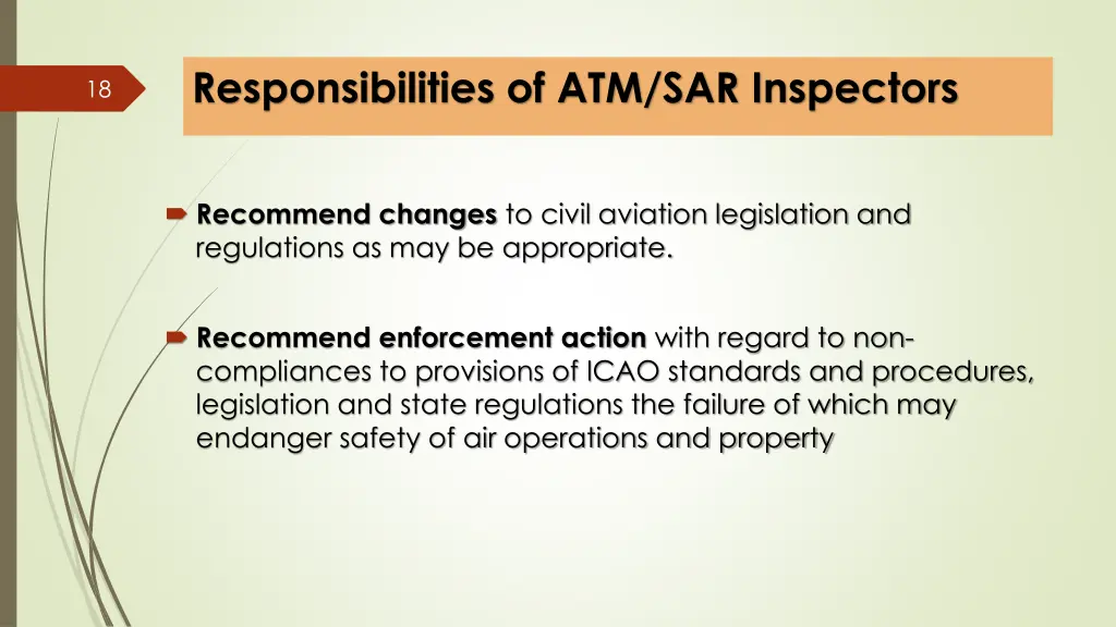 responsibilities of atm sar inspectors 1