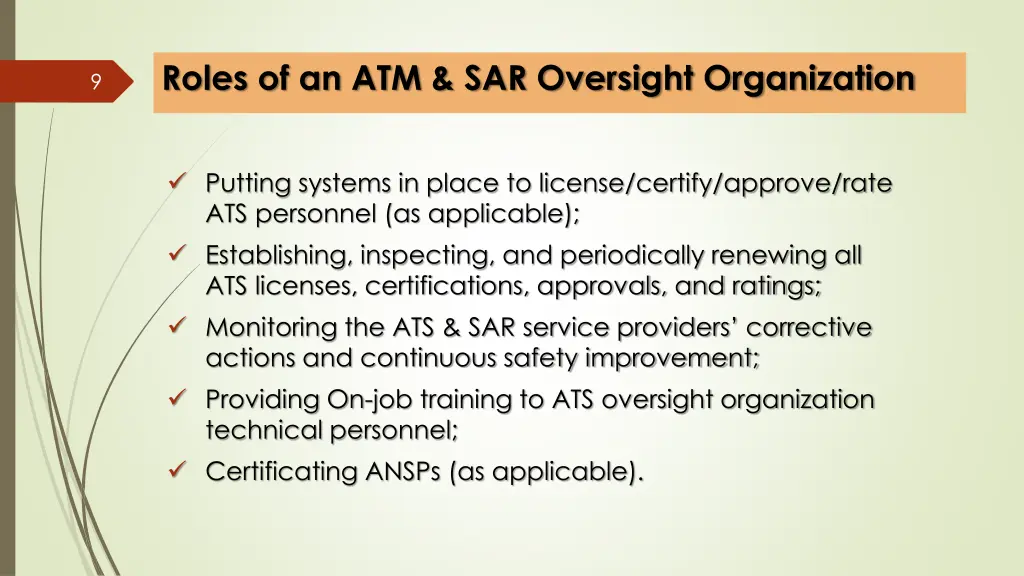 roles of an atm sar oversight organization 1