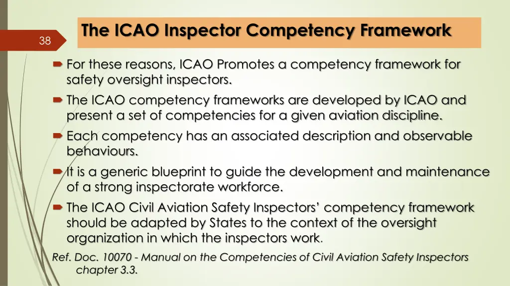 the icao inspector competency framework