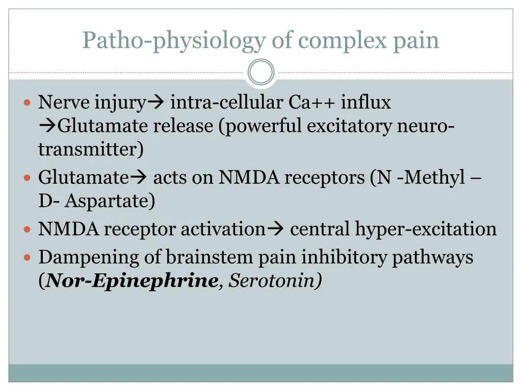 patho physiology of complex pain