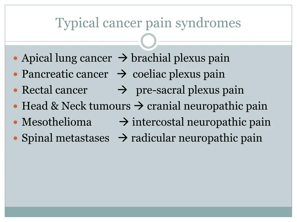 typical cancer pain syndromes