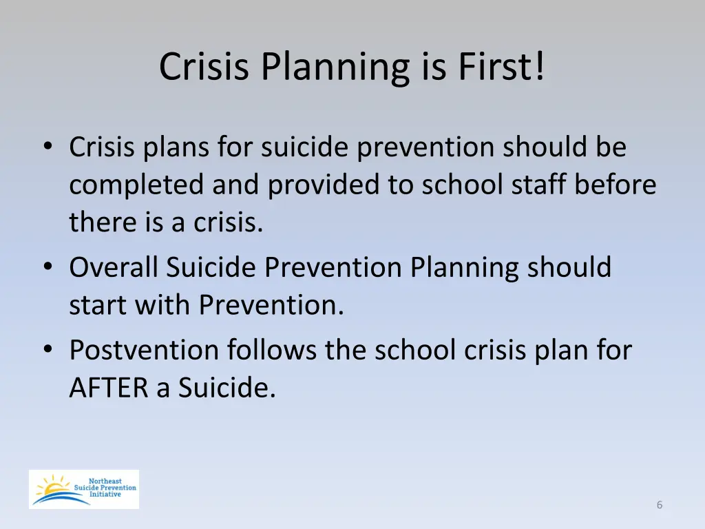 crisis planning is first