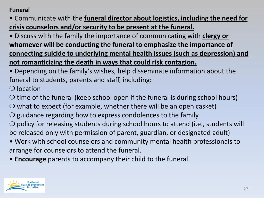 funeral communicate with the funeral director