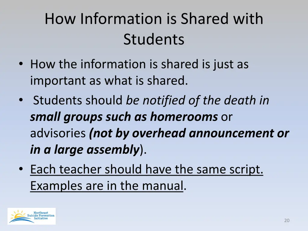 how information is shared with students