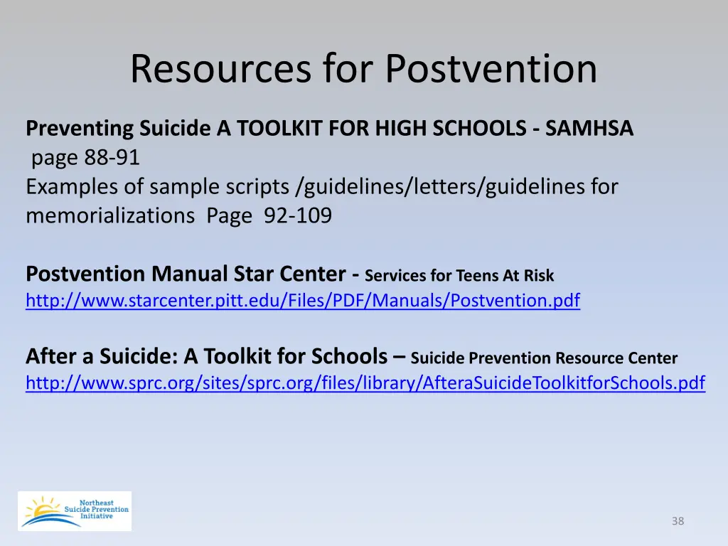 resources for postvention