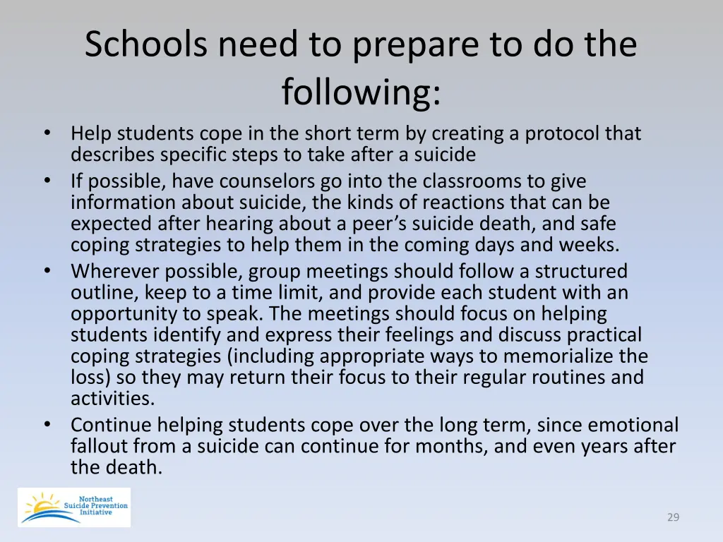 schools need to prepare to do the following help