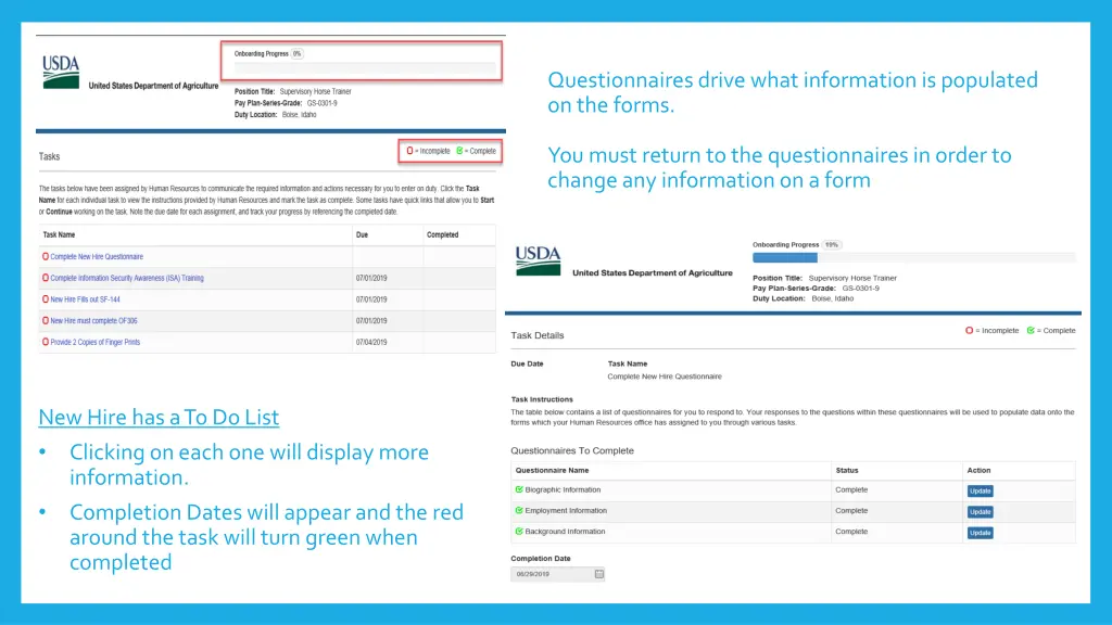 questionnaires drive what information