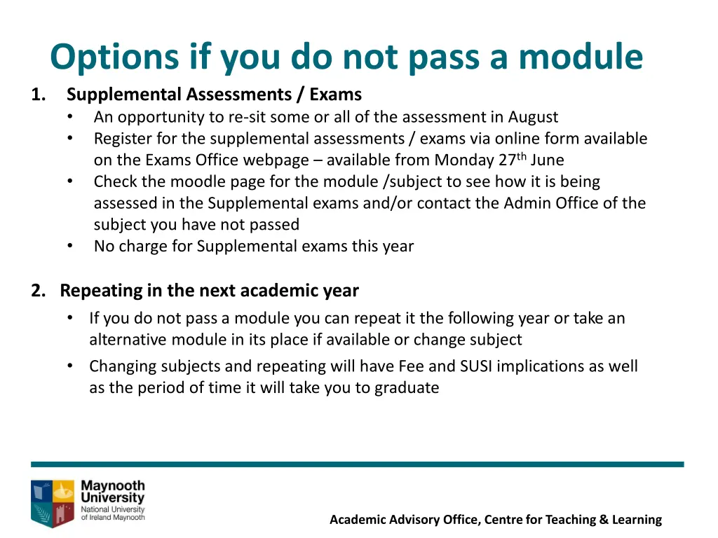 options if you do not pass a module supplemental