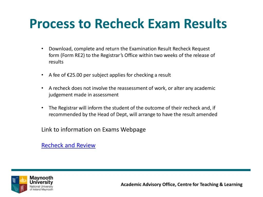 process to recheck exam results