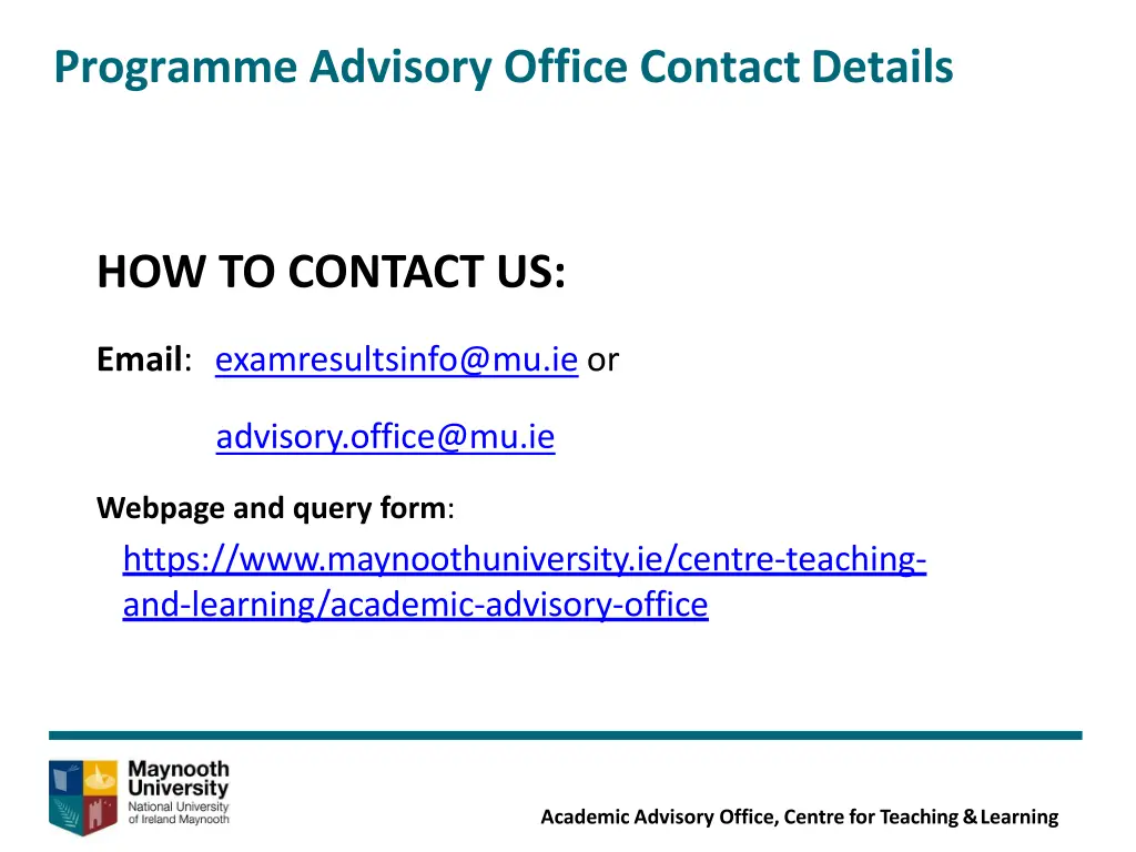 programme advisory office contactdetails