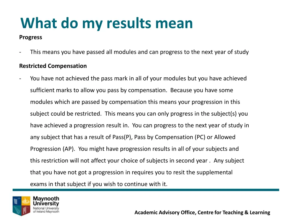 what do my results mean progress