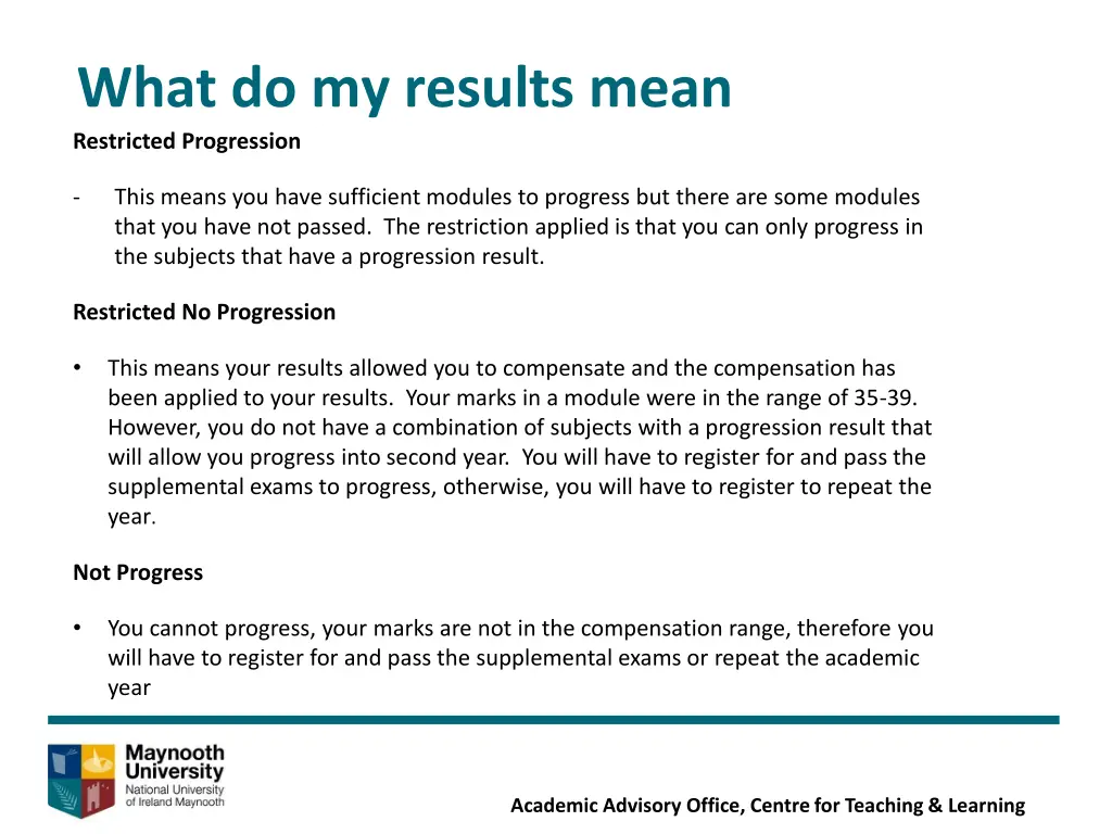 what do my results mean restricted progression