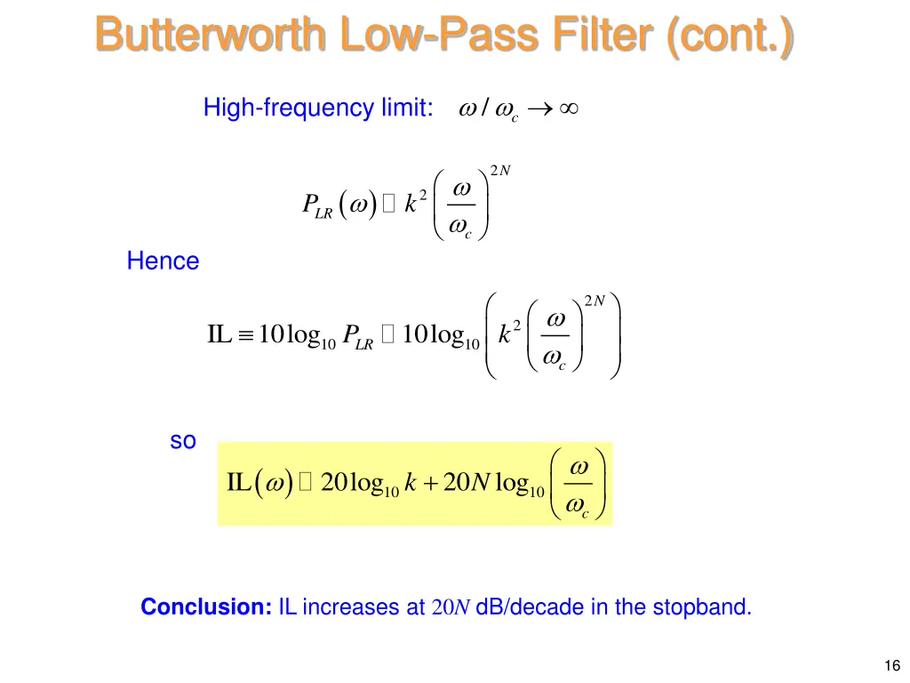 butterworth low pass filter cont