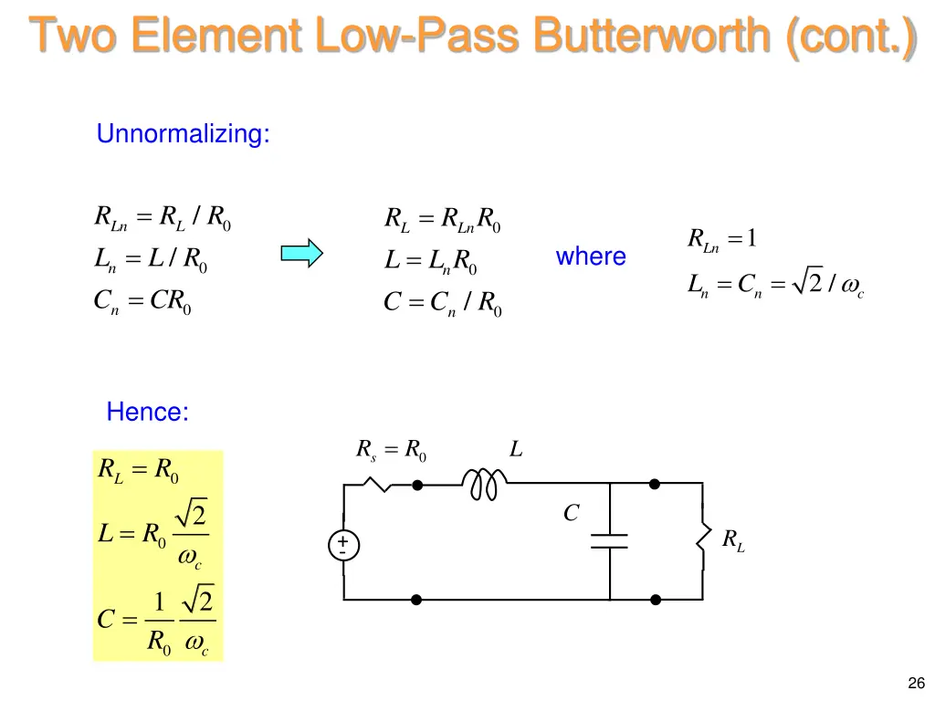 two element low pass butterworth cont 1