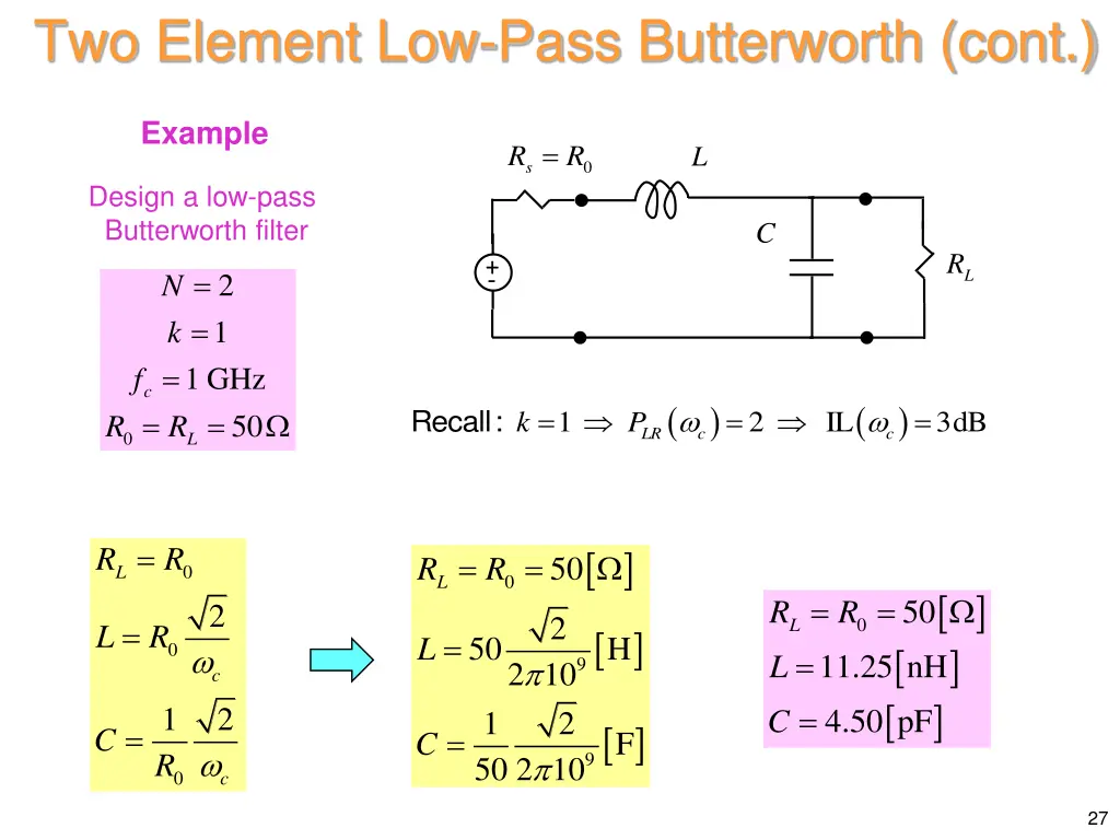 two element low pass butterworth cont 2