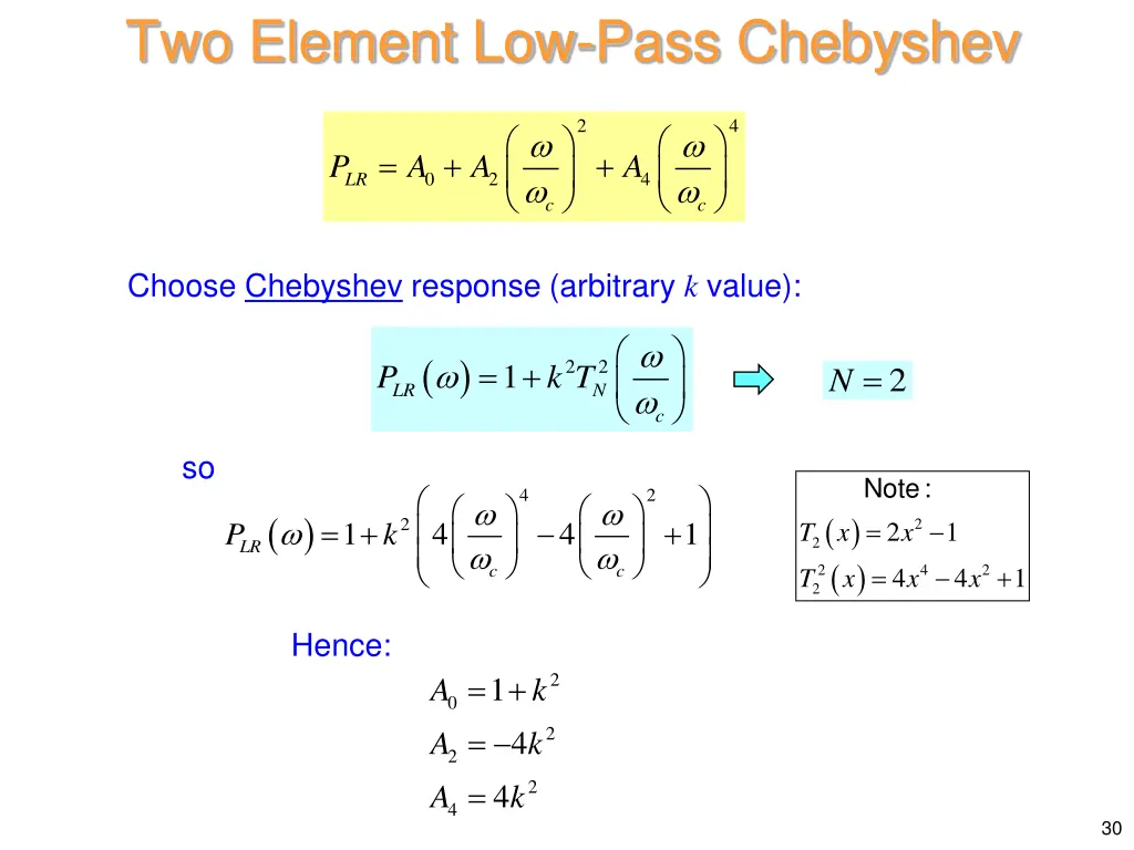 two element low pass chebyshev