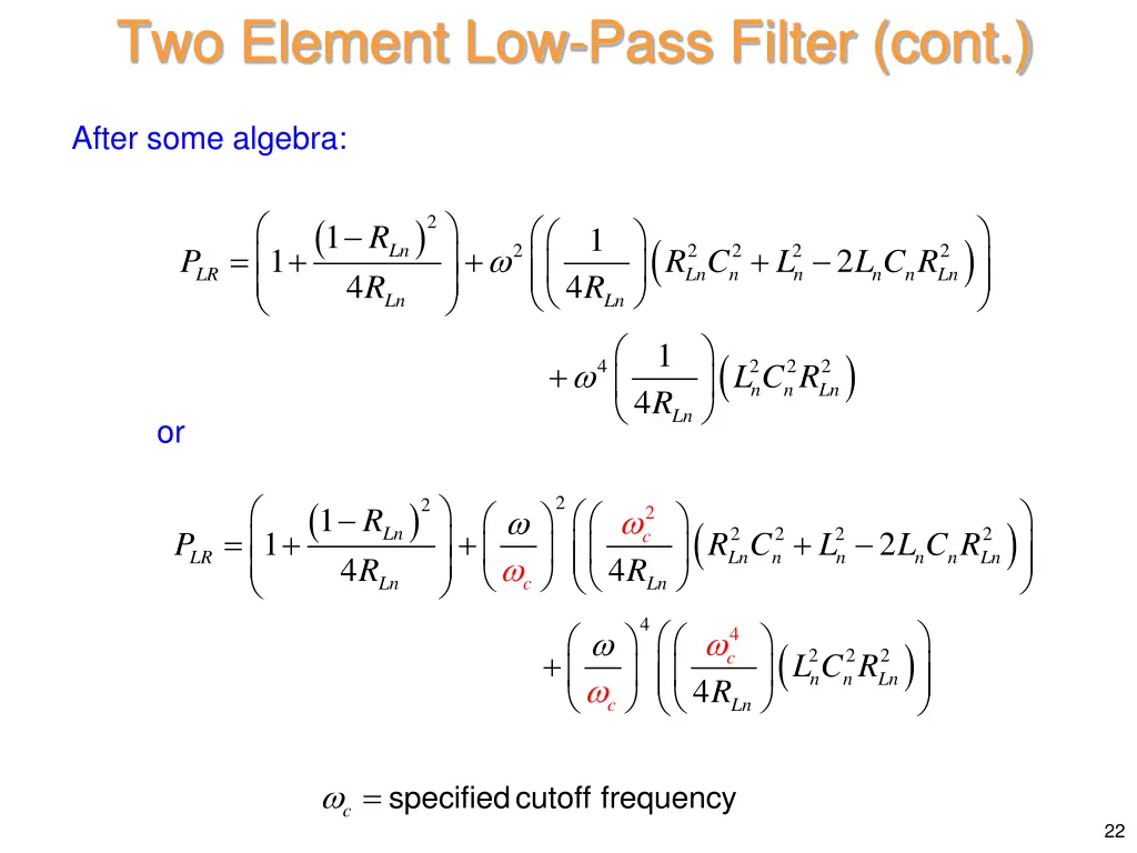 two element low pass filter cont 1