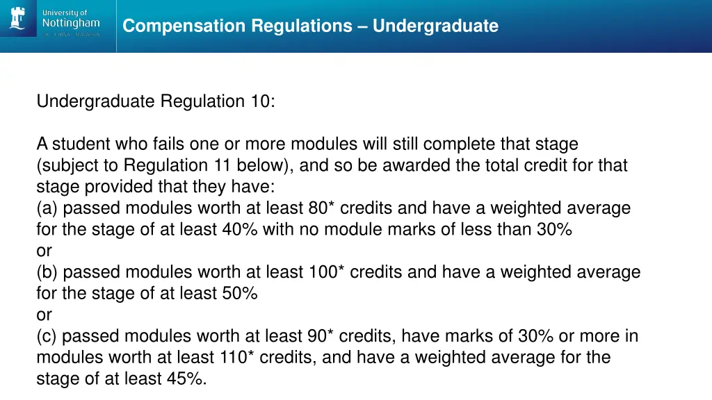 compensation regulations undergraduate