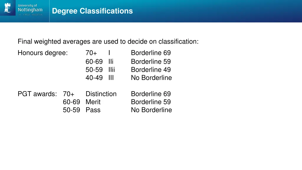 degree classifications