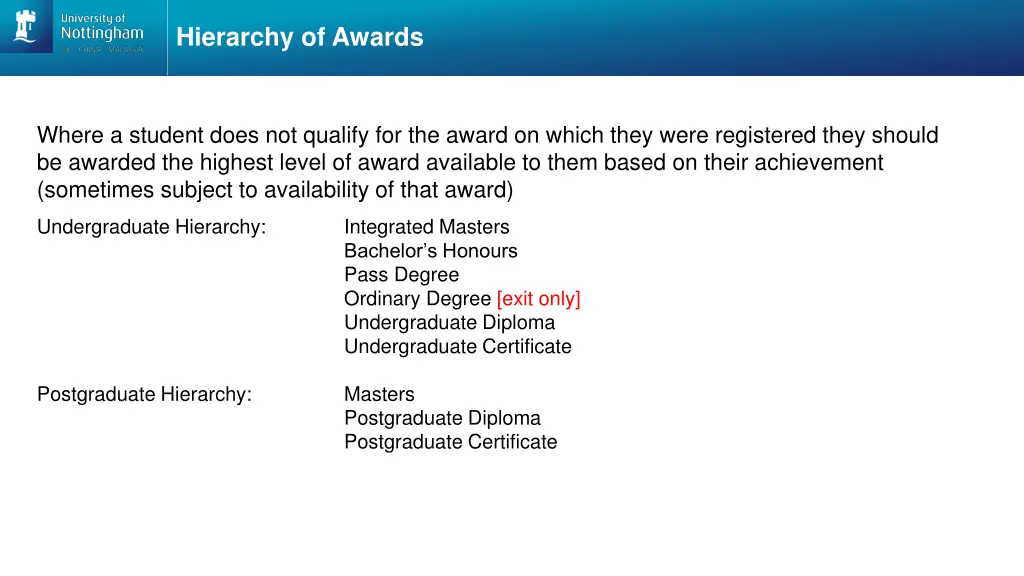 hierarchy of awards