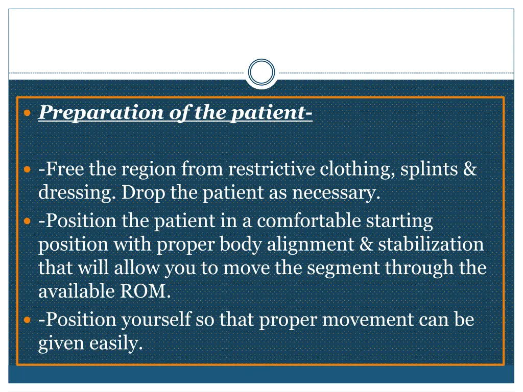 preparation of the patient